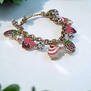 Sweet Theme Gold Tone HeavyWeight Charm Bracelet NWOT